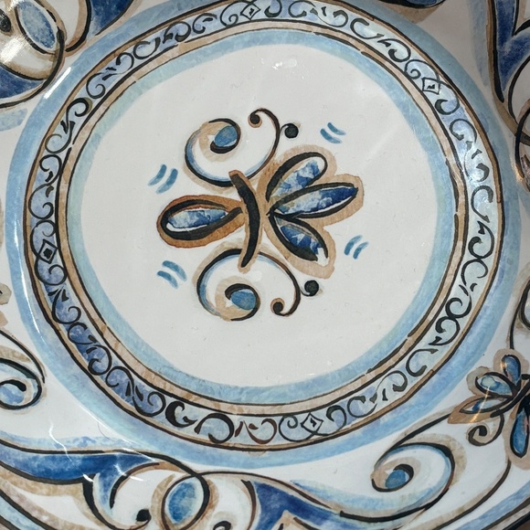 Le Cadeaux Melamine Fleur De Lis Large Serving Salad Pasta Bowl 12.5" X 8" X 3" - Picture 4 of 12